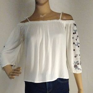 Aeropostale bell sleeve off the shoulder crop top.